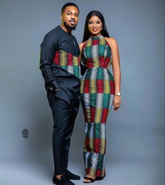Couple African Clothing African Couple Matching Outfits African Wedding Dress Matching African Couple Engagement Outfit Men African Fashion Etsy