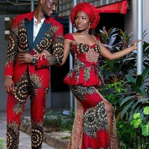 Couple African clothing, African couple matching outfits African wedding dress Matching African couple engagement outfit Men African fashion