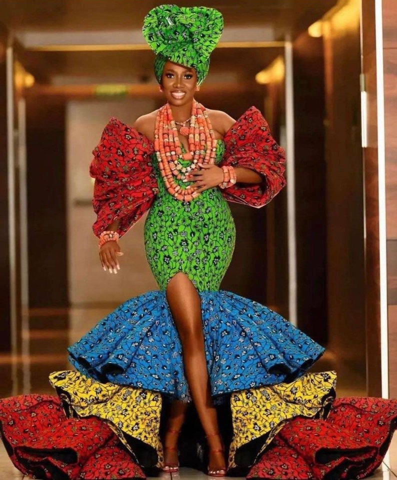 African mermaid dress, African mermaid gown, Ankara maxi mermaid gown, African prom dress, Ankara gown, African ball gown African clothing image 4