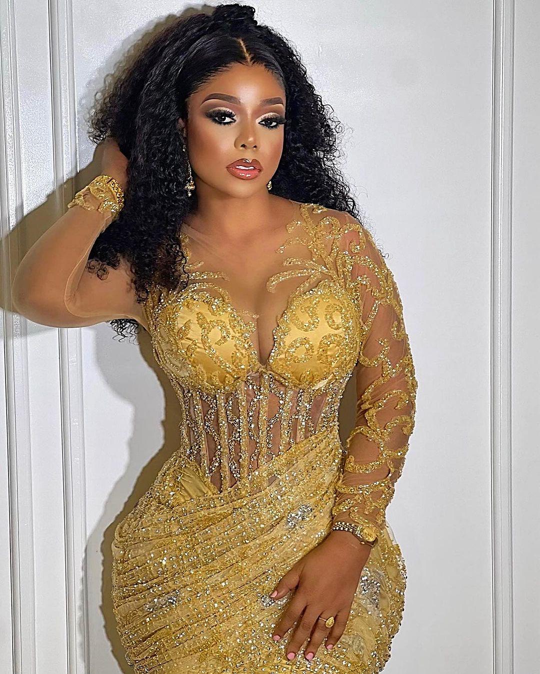 Gold trumpet dress online