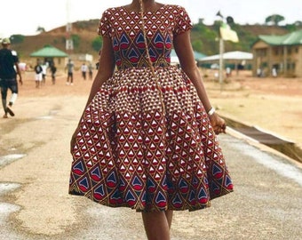 African print dress, Ankara midi dress, Ankara dress African dress, African clothing,African fashion Ankara gown, Ankara circle dress