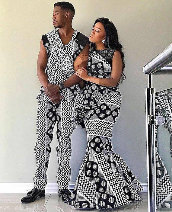 Couple African Outfit, African Couple Engagement Outfit, Ankara