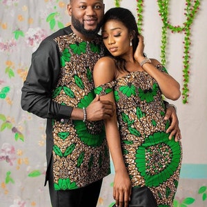 Couple African clothing, African couple matching outfits African wedding dress Matching African couple engagement outfit Men African fashion image 6