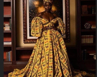 African dress, African ball gown, African print banquet dress, African maxi dress, African fashion, African red carpet dress, Ankara gown