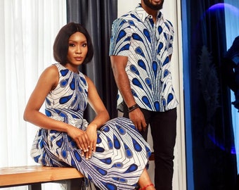 Paar Afrikanische Outfits, passendes Ankara-Outfit für Paare, Männer Afrikanisches Hemd Afrikanische Mode Afrikanisches Kleid Afrikanisches Druckkleid, Ankara-Kleid