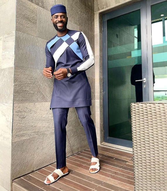 Conjunto de 2 piezas para hombres africanos Dashiki traje de novio africano ropa africana para hombres camisa africana para hombres traje de Kaftan para hombres conjunto a juego para hombres africanos