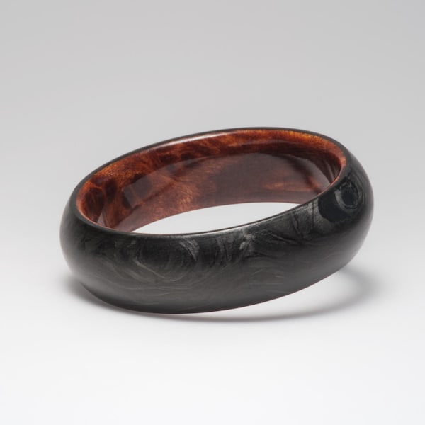 Alianza de boda para hombre - Madera de secuoya y fibra de carbono forjada