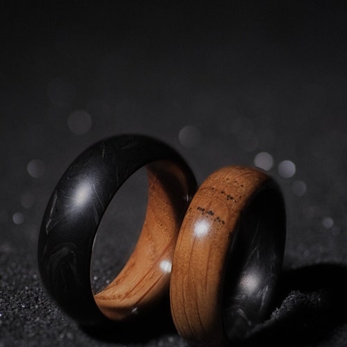 Brass and Carbon Fiber Ring Handmade Mens Engagement Etsy