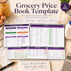 Grocery Price Book Spreadsheet Excel Template Price Tracker Store Comparison Grocery Budget Meal Prep Unit Price Digital Download