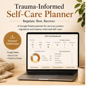 Trauma-Informed Self-Care Planner — Nervous System Regulation + Weekly Plan | Google Sheets | Digital Download