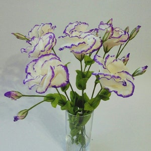 Bouquets 7 Flowers-Eustoma-Polymer Clay Flowers-Gifts for mother-Floral Composition-Cold porcelain-Artificial flower-bouquet of clay