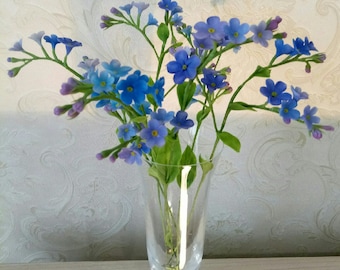 Forget-me-not-Clay flower-Cold porcelain-flower arrangement-Real touch flowers-Artificial flowers-Realistic flower-bouquet of clay