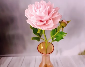 Cold porcelain pink peony-Polymer Clay Flowers-Spring floral arrangement-Rustic bouquet-Modern Farmhouse bouquet-Gift bouquet