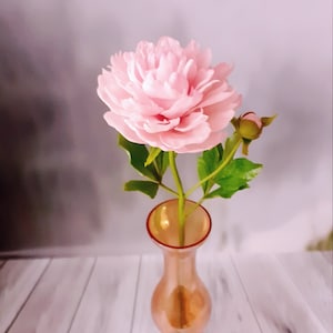 Cold porcelain pink peony-Polymer Clay Flowers-Spring floral arrangement-Rustic bouquet-Modern Farmhouse bouquet-Gift bouquet
