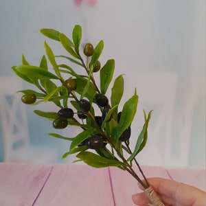 Handmade Olive three branches of Polymer Clay Cold porcelain-Artificial Olive Stem-Olive Home Decor-Olive Leaf Spray-Olive Branch Spray
