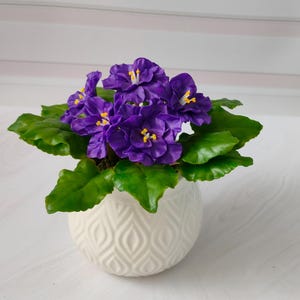 Mini composition of violets porcelain flowers,Flower arrangement,Realistic flower,Real touch flower,Botanical sculpture