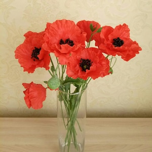 Bouquets 9 Flowers-Red poppy-Polymer Clay Flowers-Gifts for mother-Floral Composition-Cold porcelain-Artificial flowers-faux wildflowers