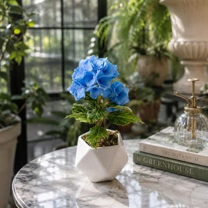 鉢植えのアジサイ - ポリマークレイ彫刻 - インテリアギフトアイデア - 手作りインテリア装飾 - 磁器の花 - リアルタッチブーケ - ギフト