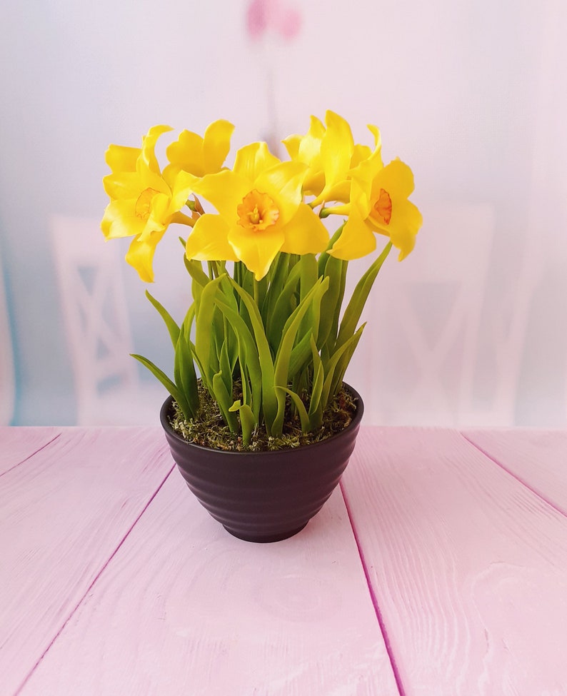 Daffodils in the Pot Polymer Clay Flowers Mothers Day Gift Etsy