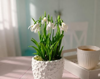 Handmade Cold Porcelain Snowdrops: Spring Floral Arrangement