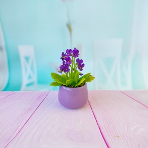 Ukraine flowers-Mini composition present of violets-Polymer clay flower-Cold porcelain-Interior gift idea-handmade interior decoration-
