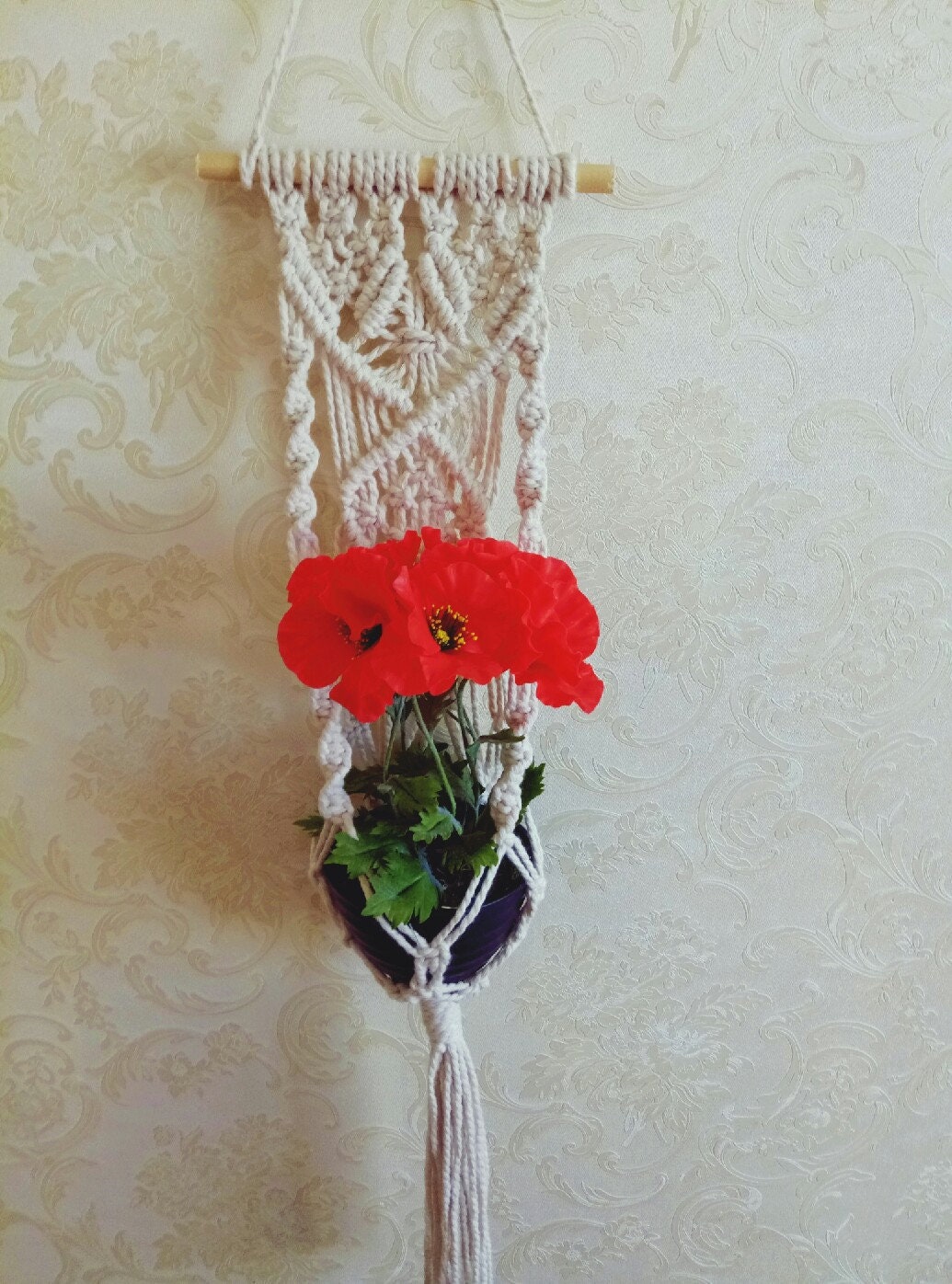 Macrame Plant Hanger Macrame Wall Hangingcotton Hanging Etsy