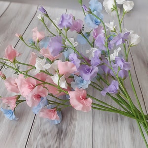 Duftende Erbsen Set 13 Blumen aus Polymer Clay-Kaltporzellan-echte Hauch Blumen-künsliche Blumen-Blumen Wohnkultur-Porzellan Blumen-Home Decor