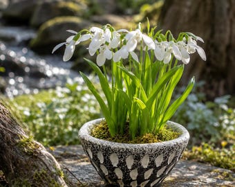 Snowdrops сold porcelain for Gift-Spring flower-Polymer clay flower-table decor flower-Forest flowers-artificial snowdrops bouquet