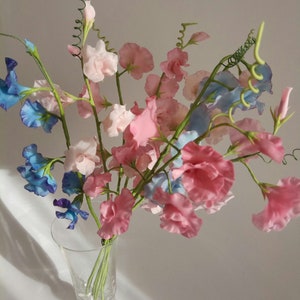 Fragrant peas-polymer clay flower arrangement-Cold porcelain-real touch flowers-fake flowers-floral home decor-porcelain flowers-Home Decor