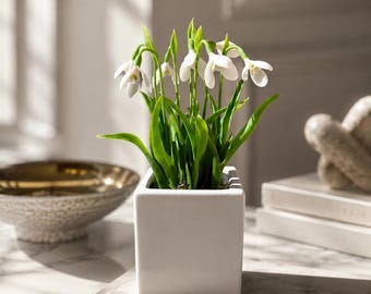 Snowdrops cold porcelain,snowdrop gift,polymer clay Forest flower,handmade flower,Home Decorations Spring Decor,Spring and Easter décor