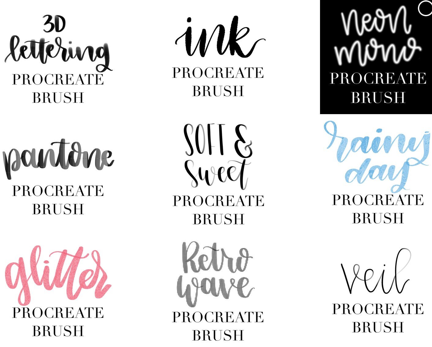 Procreate Lettering Brush Set 15 Brushes plus 2 Bonus Etsy