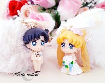 Ready to Ship - Happy Wedding Usagi and Mamoru (Sailor Moon & Tuxedo Mask) Bag Charm/Keychain (Set of 2)