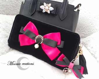 Ready to Ship - Black/Wicked Lady from Sailor Moon Velvet Wallet + Matching Charm