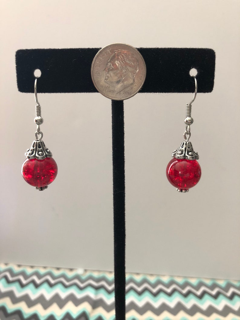 Red Orb Earrings image 1