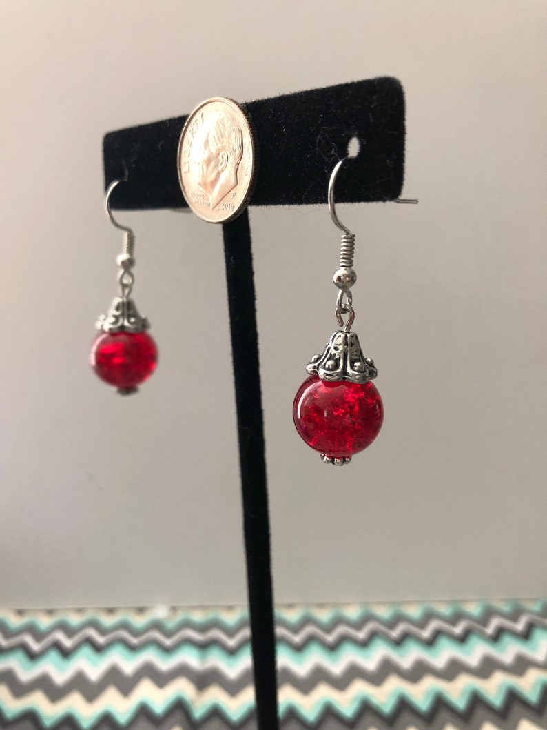 Red Orb Earrings image 2