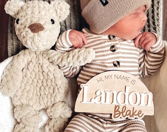 Personalized Baby Birth Announcement Sign | Hi My Name Is Sign | Custom Newborn Name Sign | Baby Shower Gift | Hospital Photo Prop