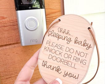 Ring Doorbell Camera Signs, No soliciting Signs for front door, Shh Baby Sleeping Sign, FAFO door hanger sign, Do not knock or ring doorbell