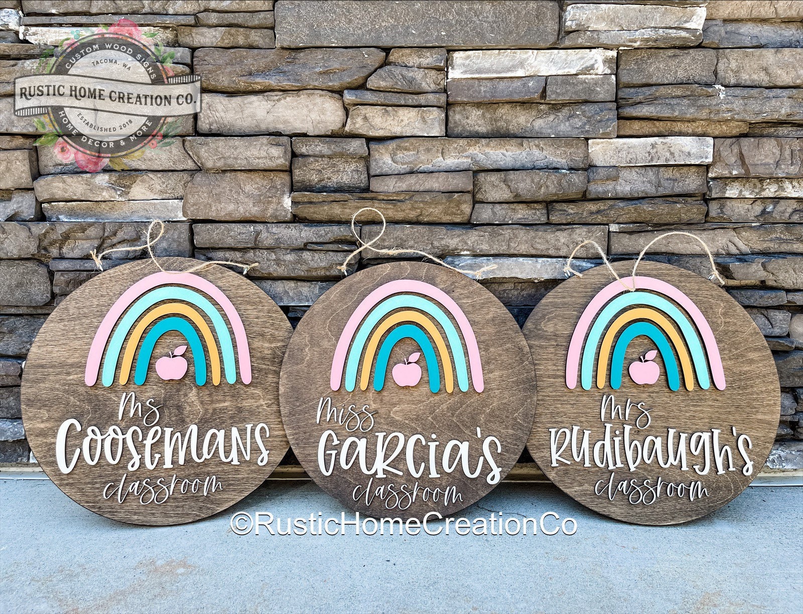 Teacher Door Hanger Name Sign 3D Boho Rainbow Teacher Etsy