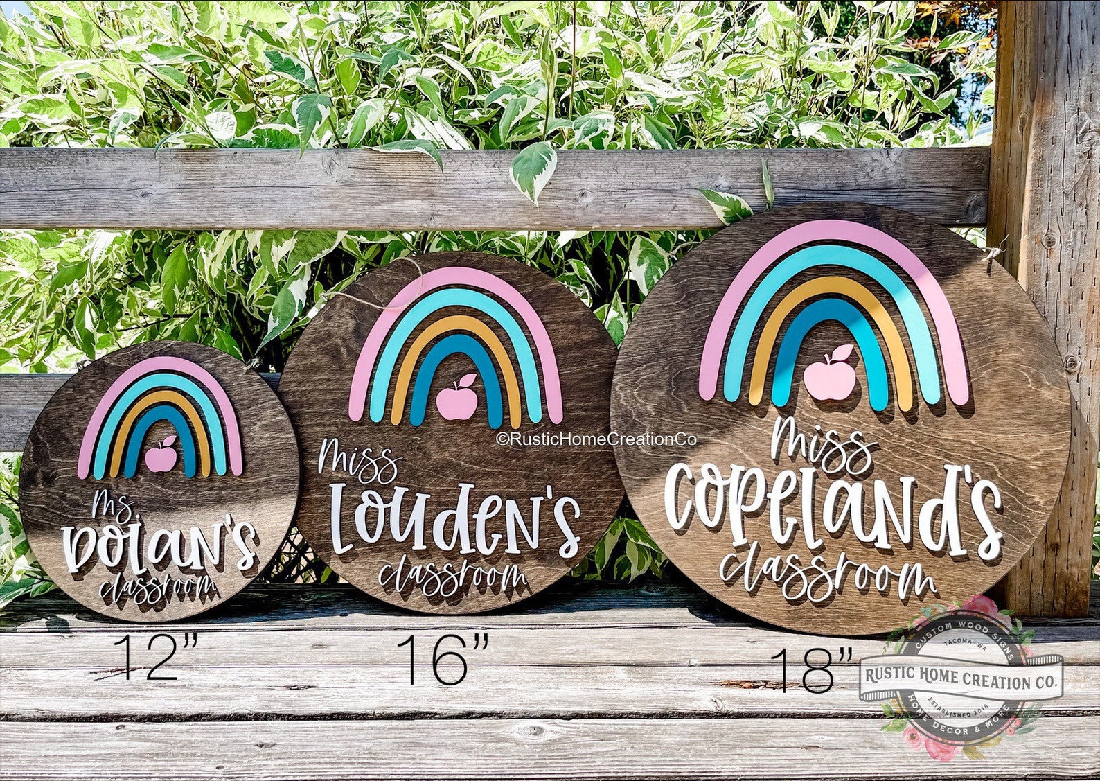 Teacher Door Hanger Name Sign 3D Boho Rainbow Teacher Etsy