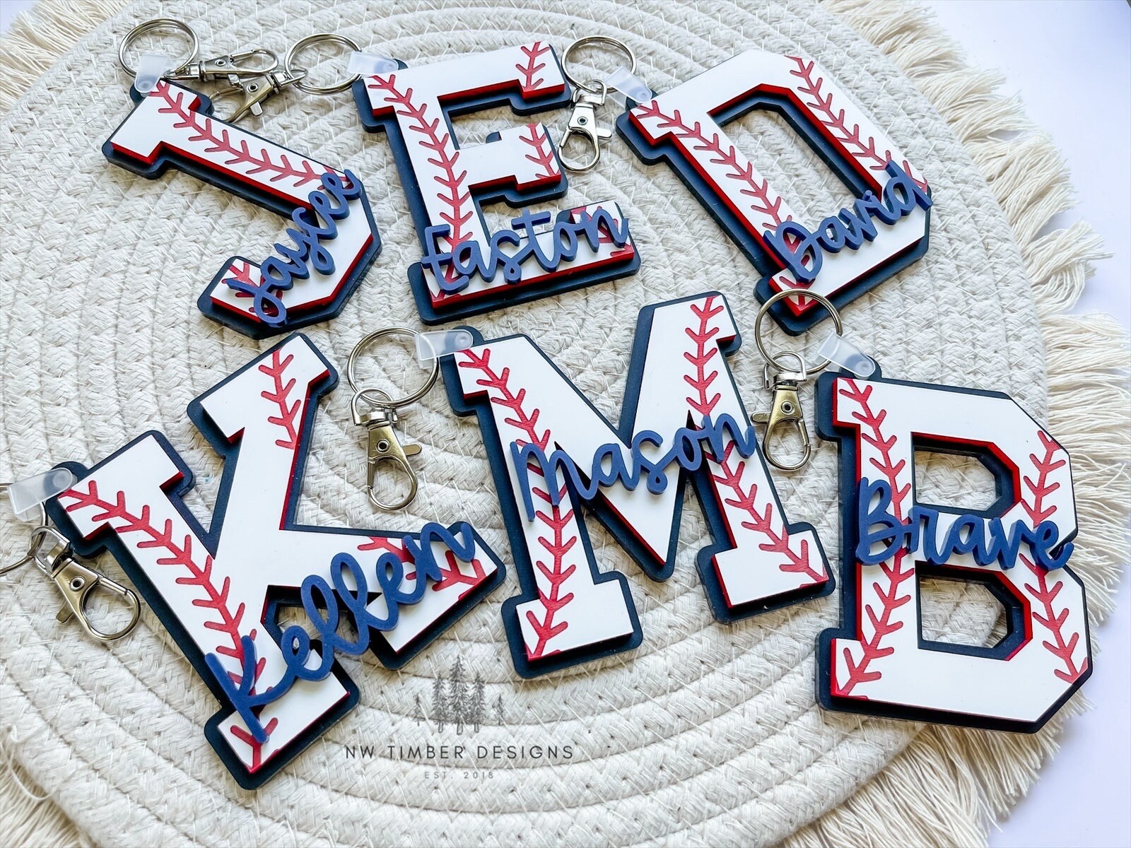 Baseball Bag Tags, Keychain for Baseball Bag, Personalized Keychains, Custom Tball Bag Tag