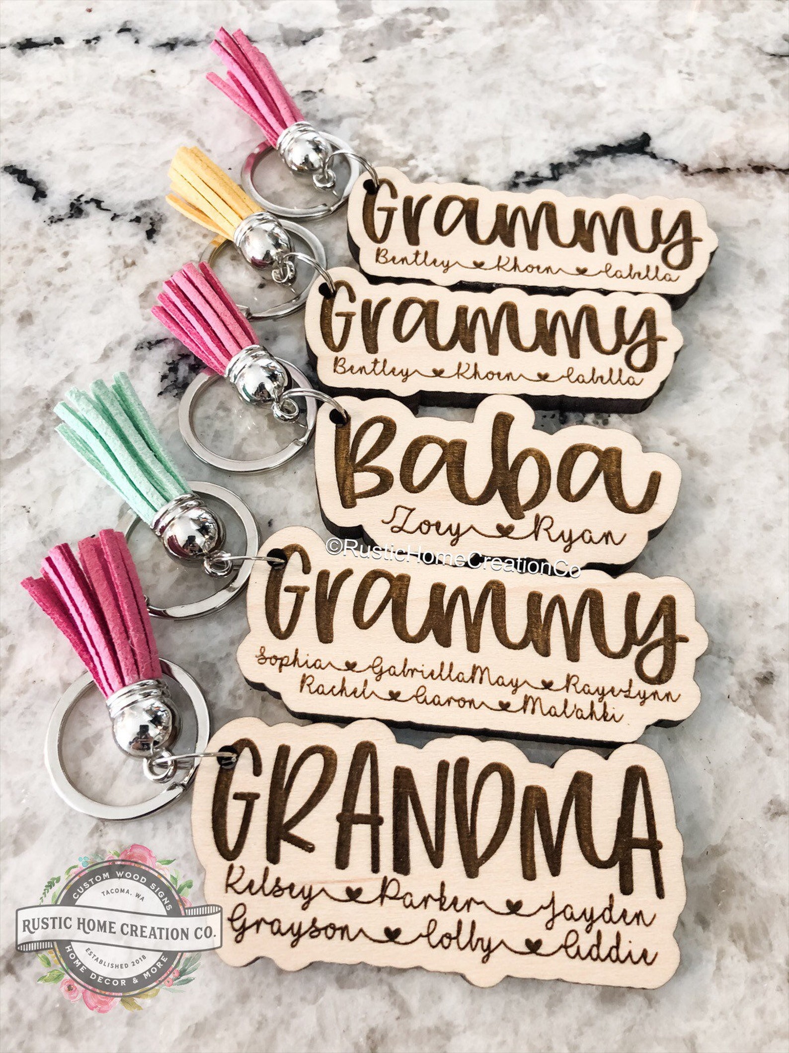 Personalized Grandma Keychain Grandchildren Name Keychain Etsy