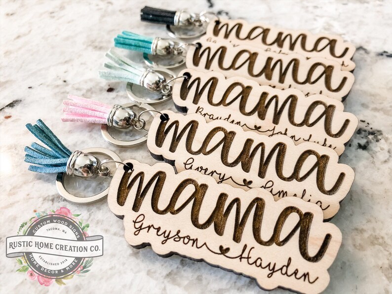 Mama Keychain Personalized Mama With Childs Name Keychain Etsy