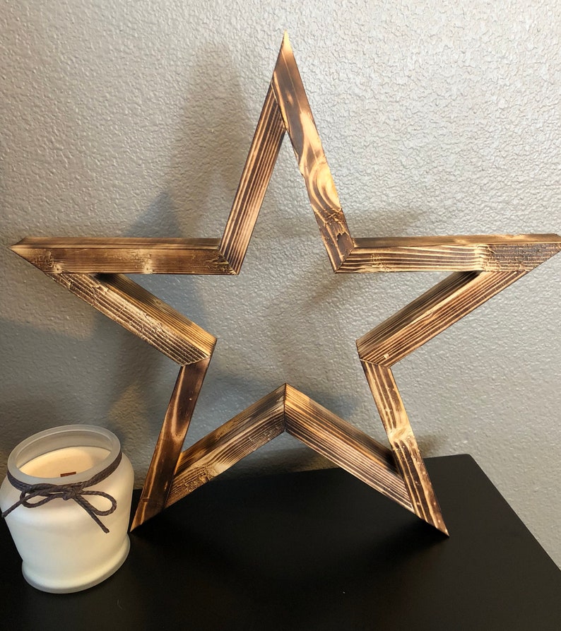 Rustic Wood Star Primitive Star Wooden Stars Wall Decor Etsy