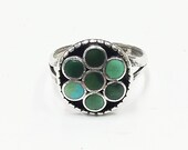 Sterling Silver Native American ring w cluster turquoise inlay ( -0302)