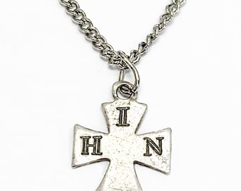 Excellent Sterling Silver "In His Name." Religious Necklace
