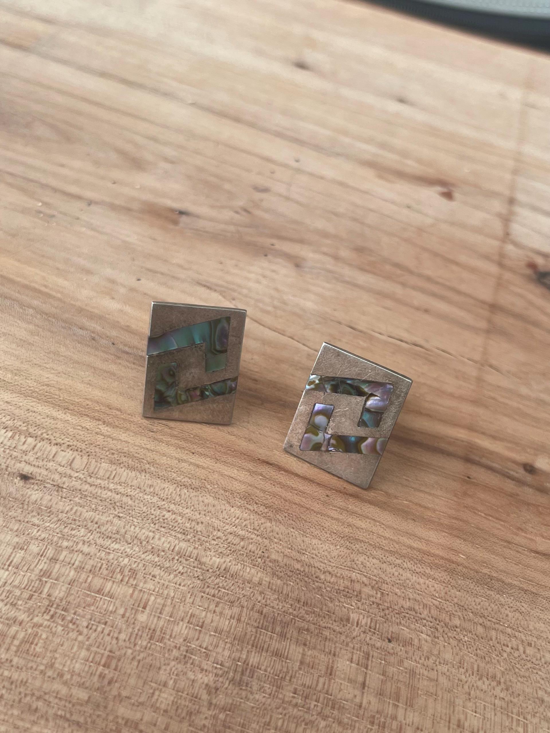 Boutons De Manchette En Argent Sterling Taxco (Mexique) Avec Nacre - Marque JSF 41416 - Occasion