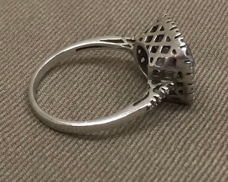 Cushion cut sterling silver ring with cubic zirconia # 2511T1