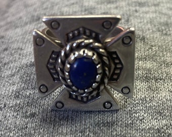 Vintage Carolyn Pollack Southwest western Tribal Lapis Lazuli Ring size 7.#10002T2. Free shipping!!!