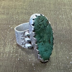 Vintage Navajo handmade sterling silver turquoise wide band size 8.#1885T2. Free shipping!!!