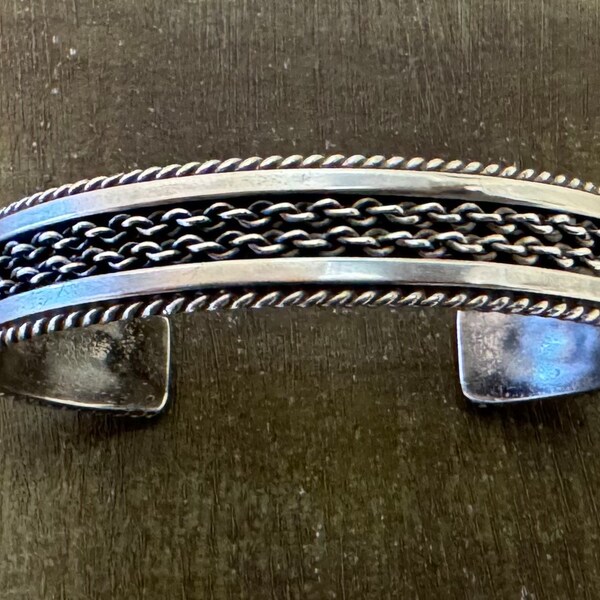 TAHE Sterling silver Navajo cuff bracelet 5.5”.#1722S.Free shipping!!!